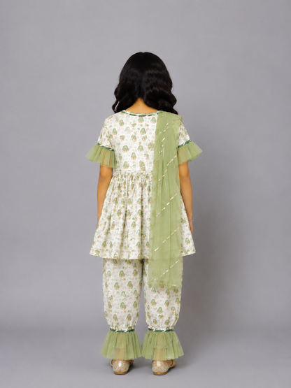 Eid Printed Kurta set with Attached Dupatta