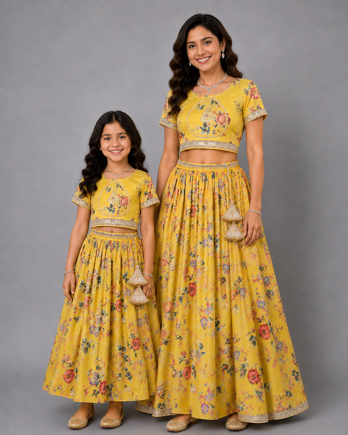 Yellow floral printed Lehnga set