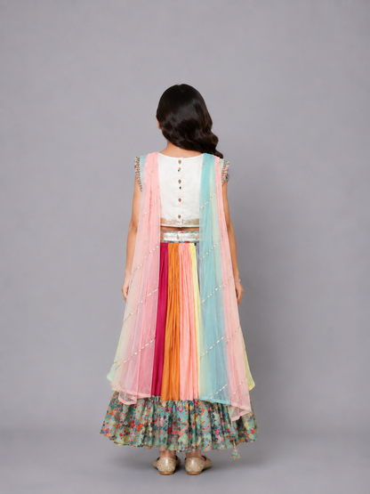 Kaleidoscope Print lehnga Set with attached Dupatta