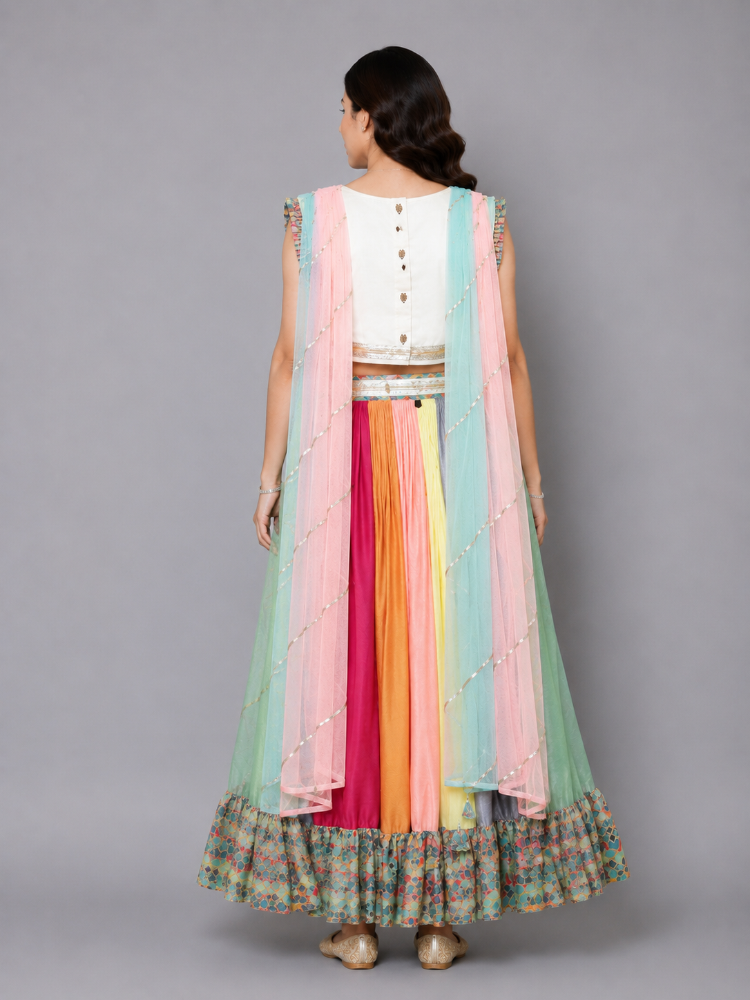 Kaleidoscope Print lehnga Set with attached Dupatta