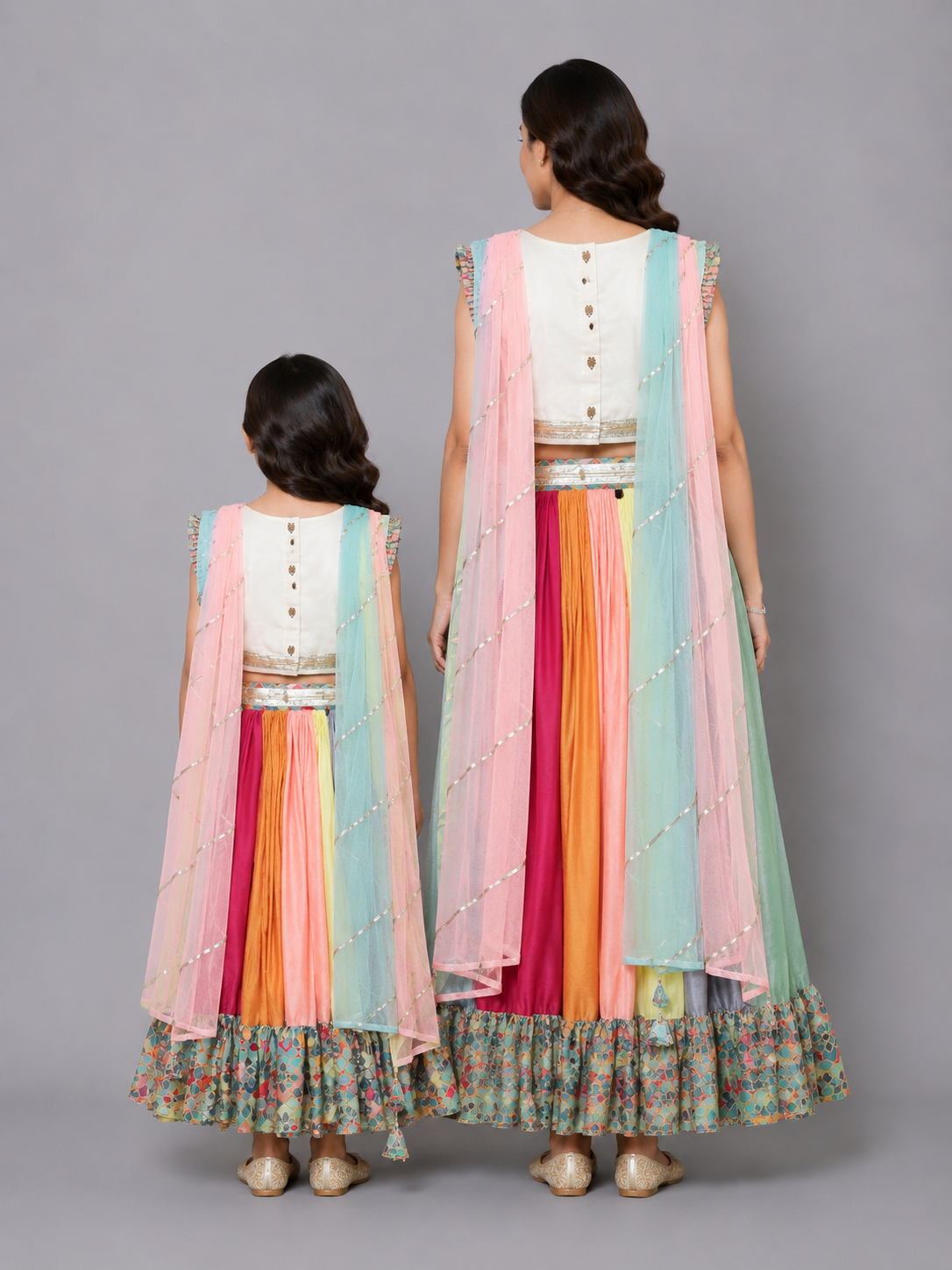 Kaleidoscope Print lehnga Set with attached Dupatta