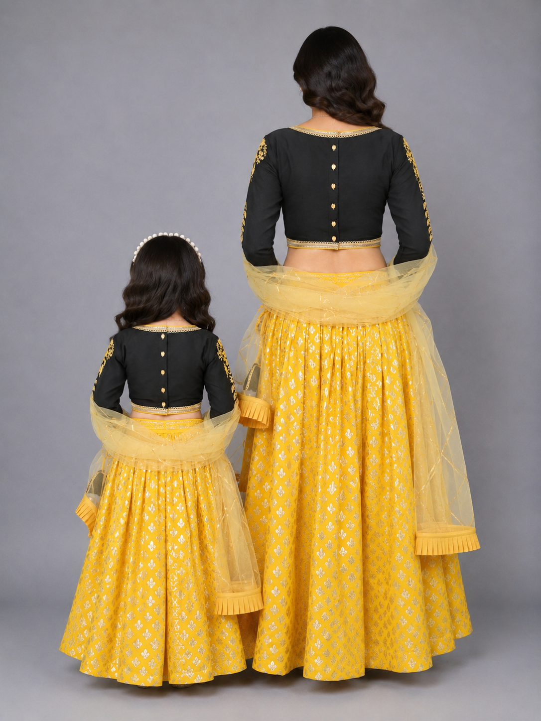 Black Embroidrey Blouse with Cotton Zari Lehnga