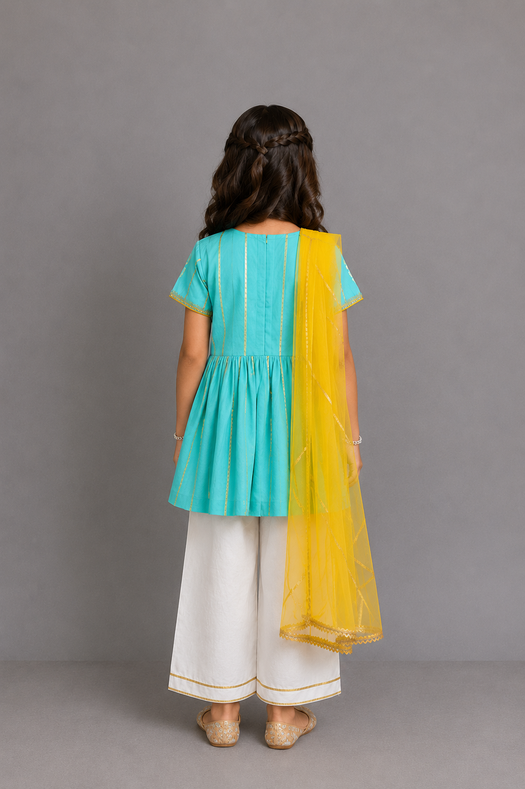 Blue anchor thread kurta set