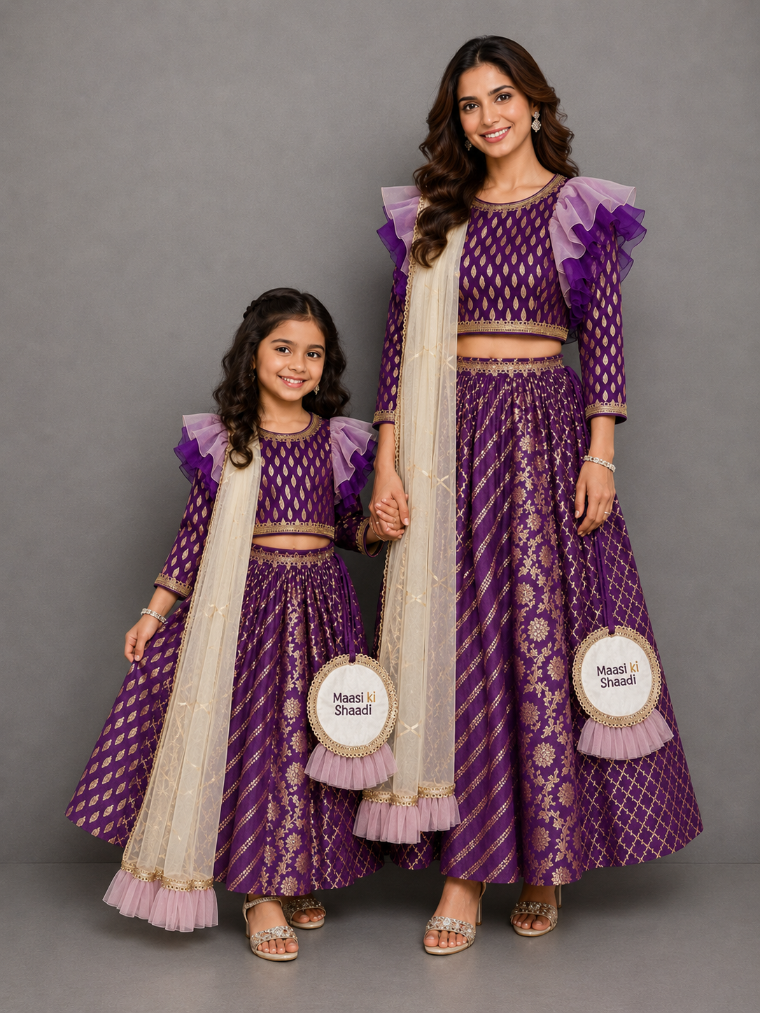 Purple Chanderi Attached Dupatta Lehnga set ( Customised)