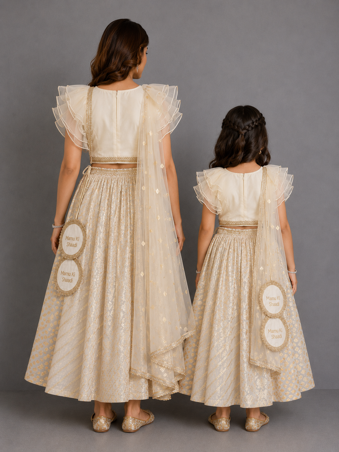 Off White Customised Chanderi lehnga set(Mamu ki shaadi)