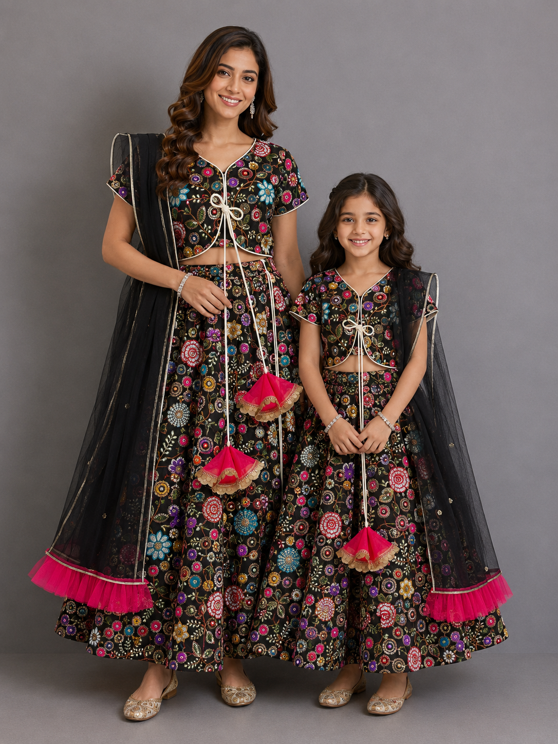 Black Embroidery Lehnga Set