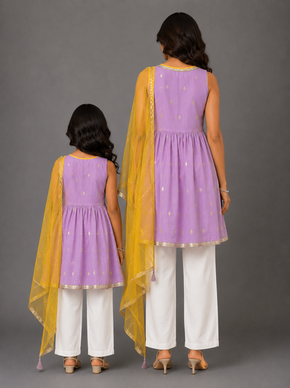 Purple Anchor Thread Kurta Set