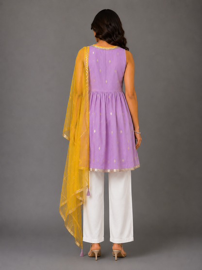 Purple Anchor Thread Kurta Set
