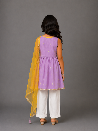 Purple Anchor Thread Kurta Set