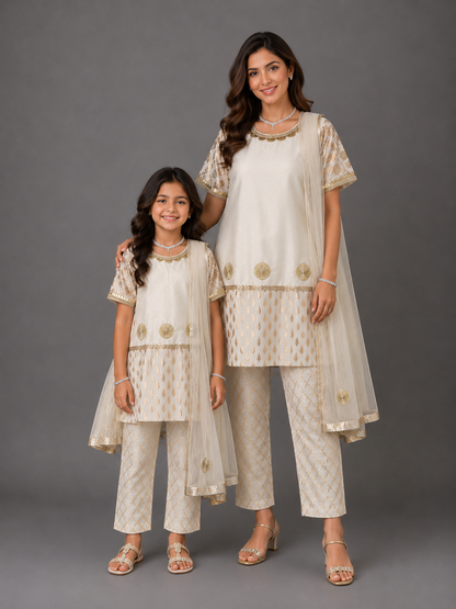 Off White Chanderi Kurta set