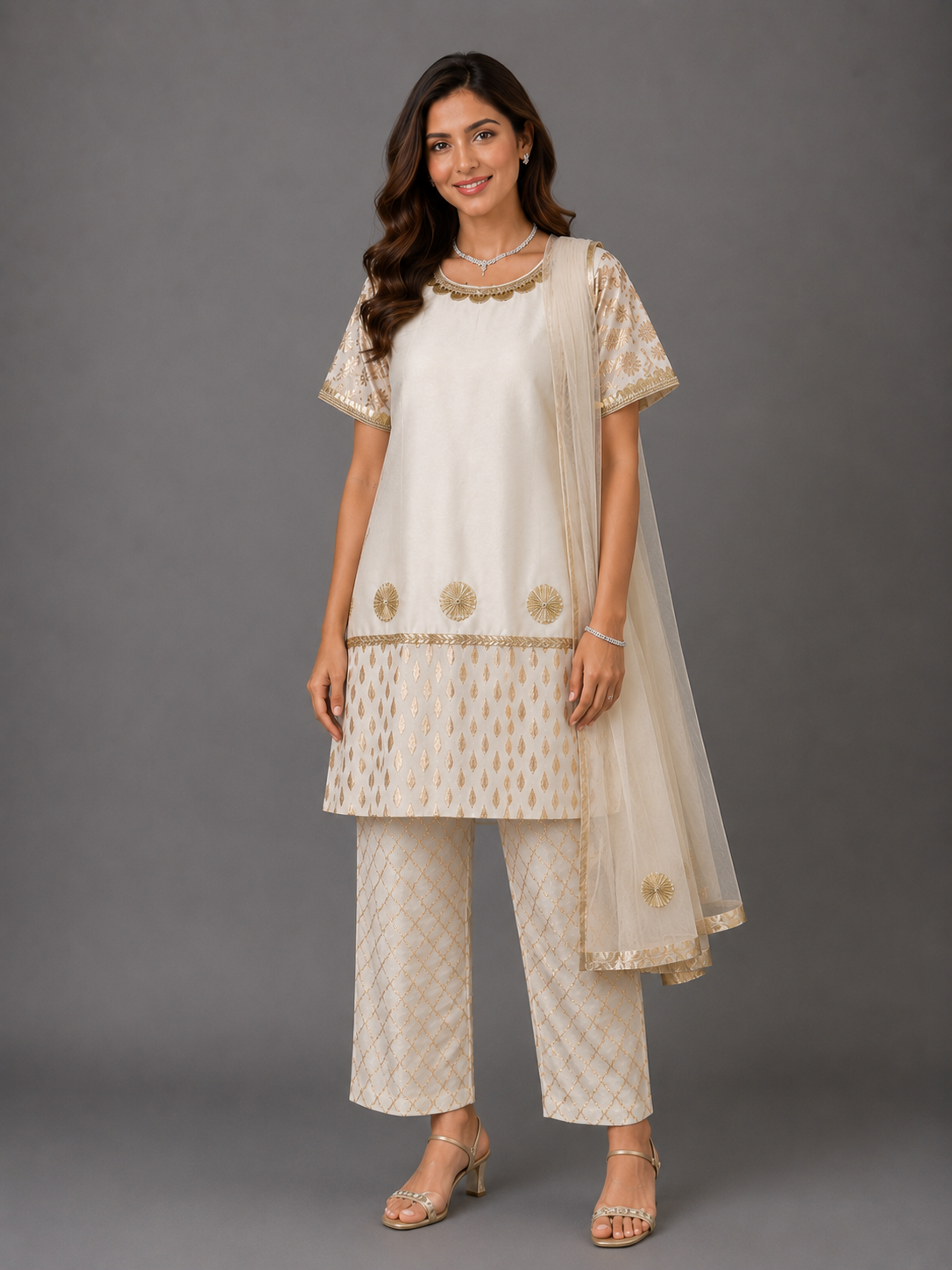 Off White Chanderi Kurta set