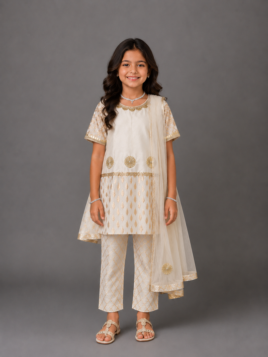 Off White Chanderi Kurta set