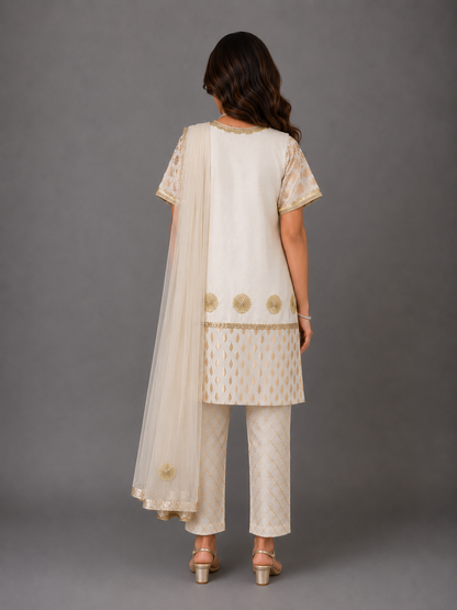 Off White Chanderi Kurta set