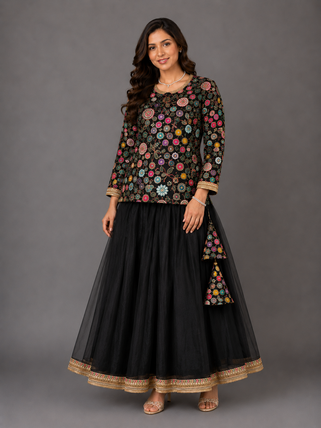 Black Embrodiery Lehnga set