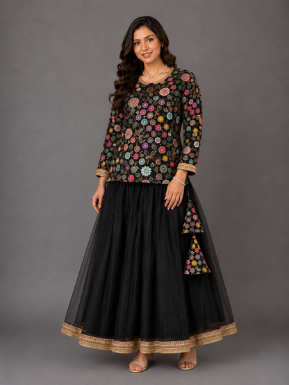Black Embrodiery Lehnga set