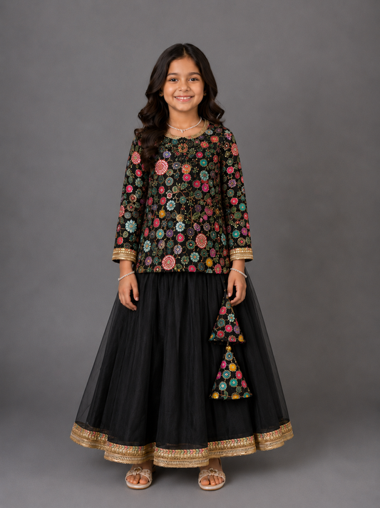 Black Embrodiery Lehnga set