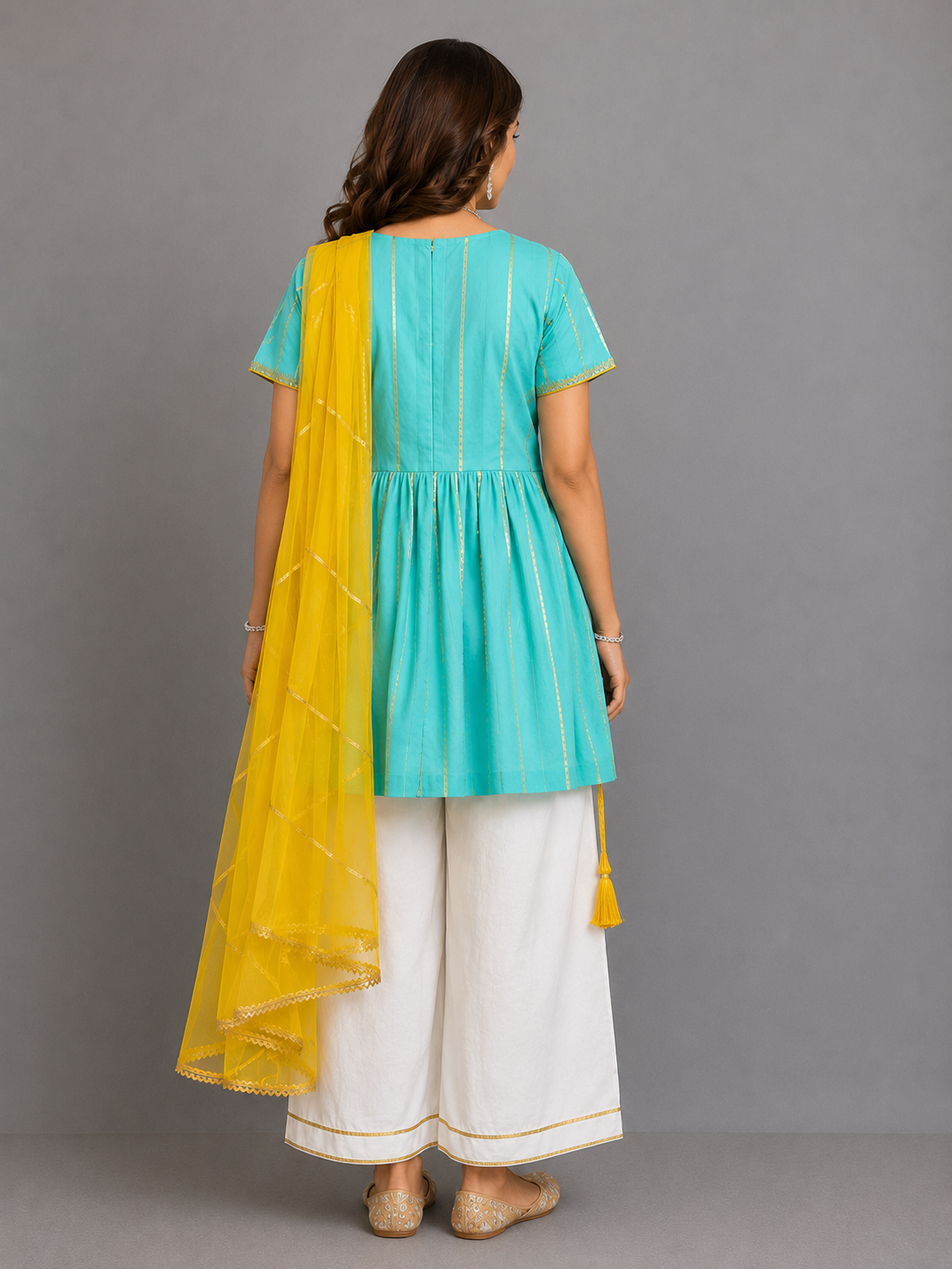 Blue anchor thread kurta set