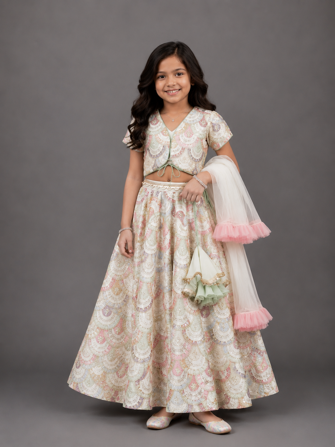White Embroidery Lehenga  Set