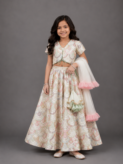 White Embroidery Lehenga  Set