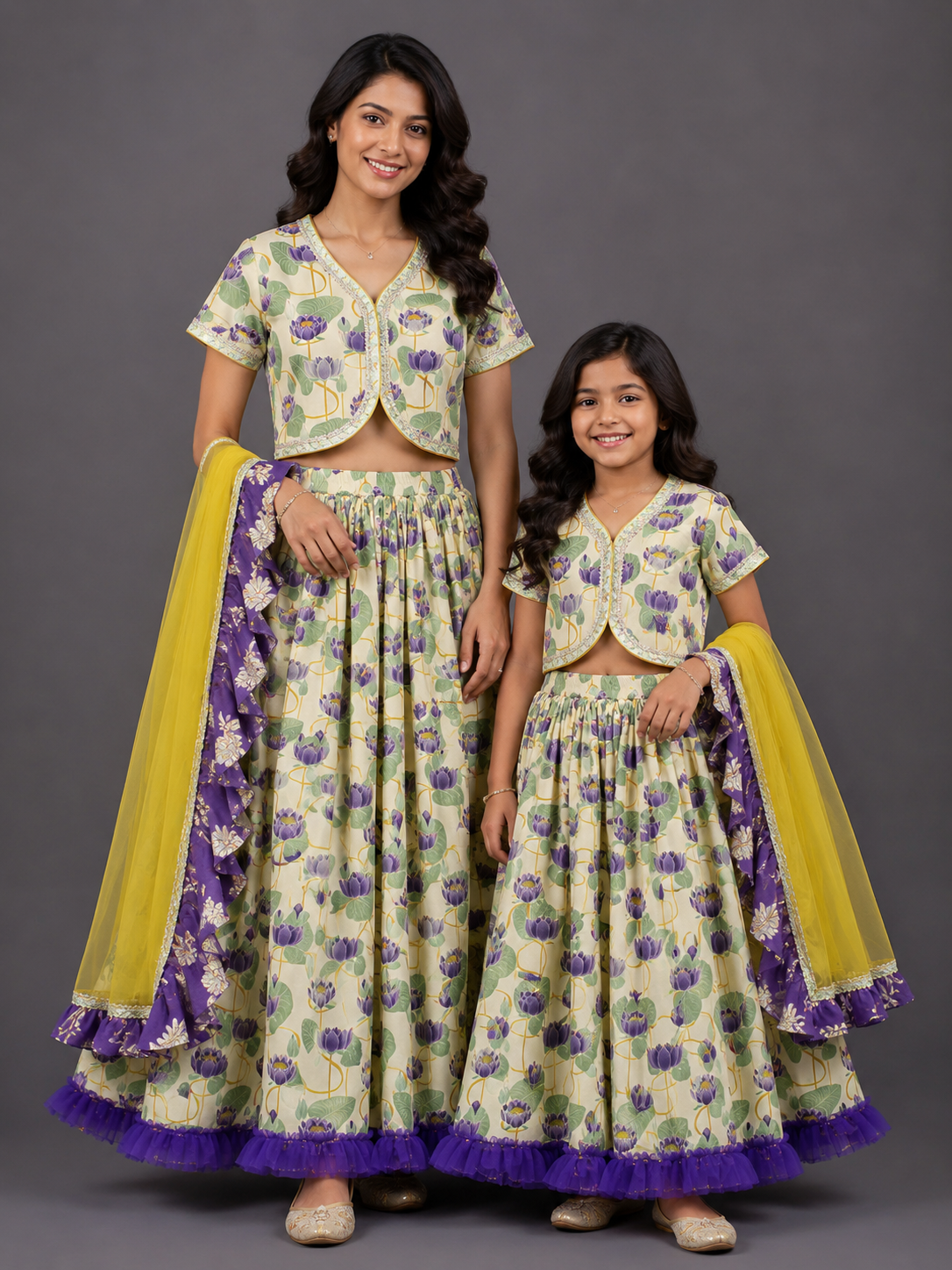 Gold Lotus Print lehenga