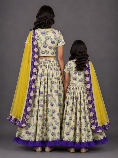 Gold Lotus Print lehenga
