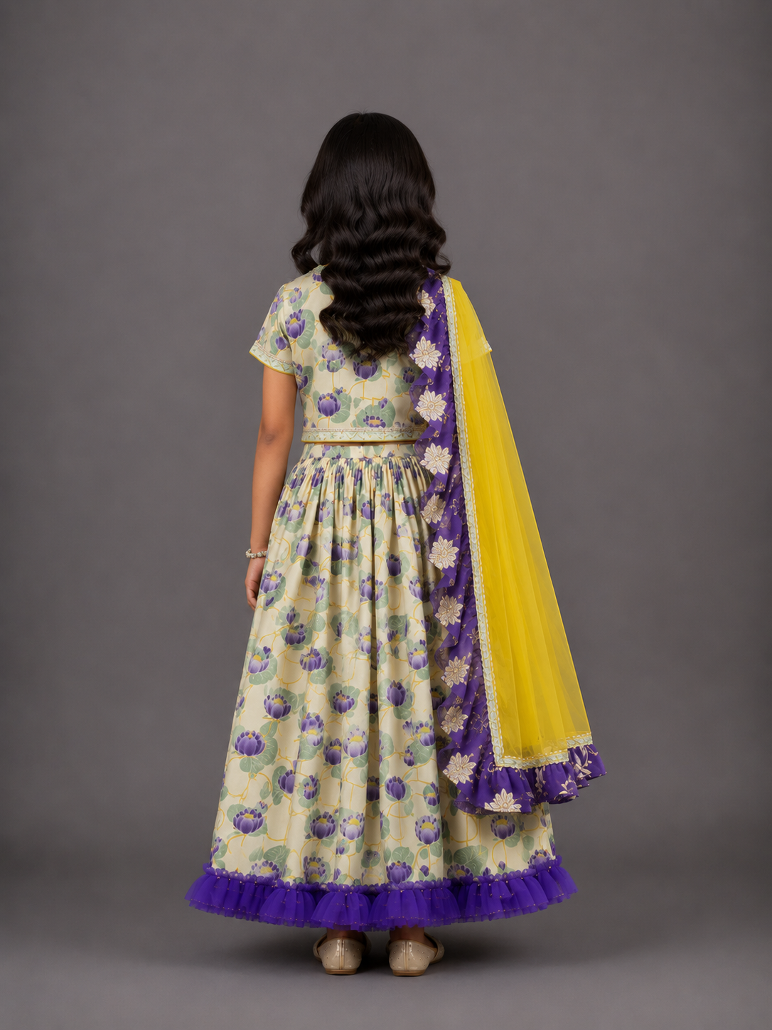 Gold Lotus Print lehenga