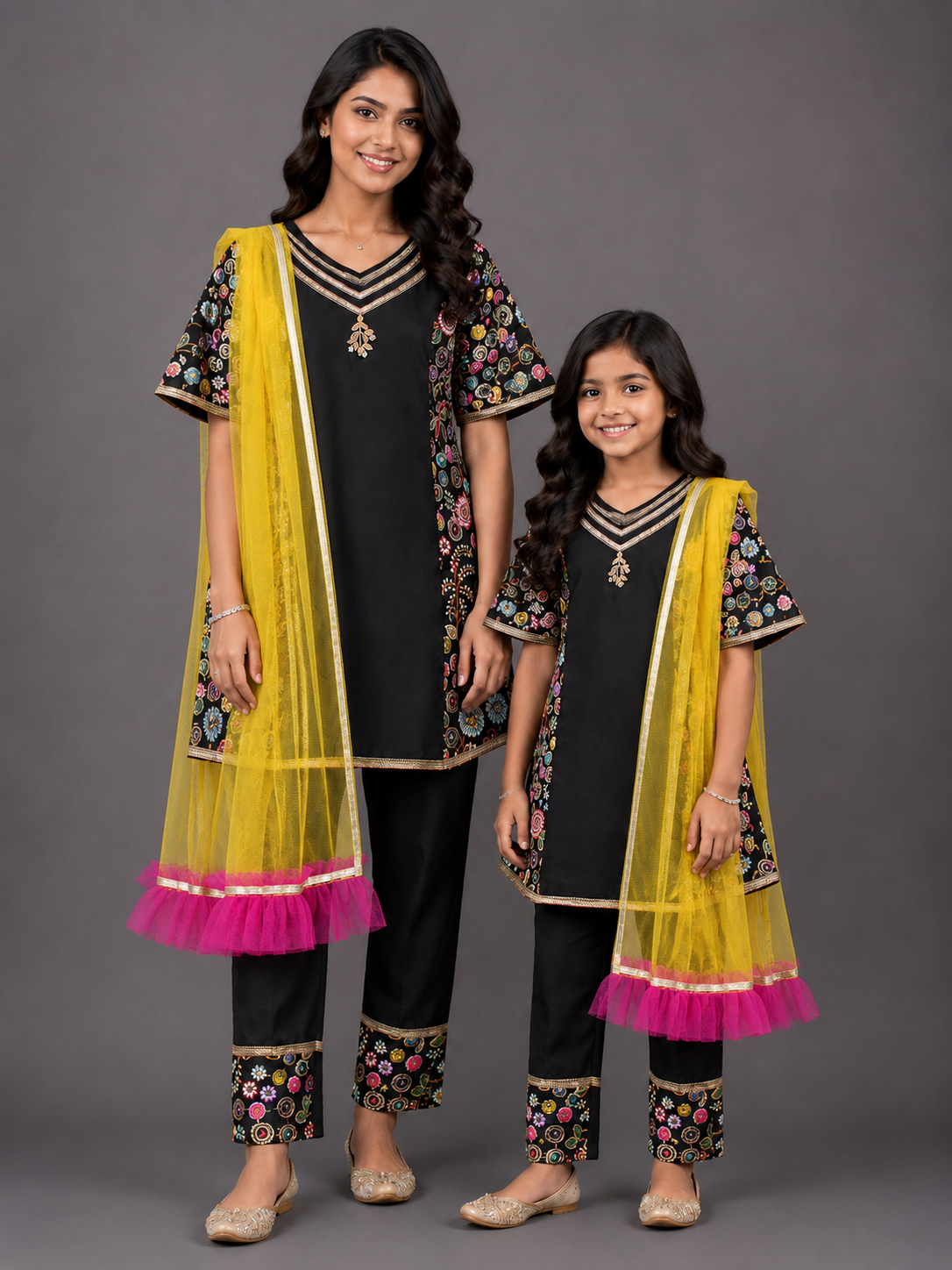 Black Embroidery Kurta Set