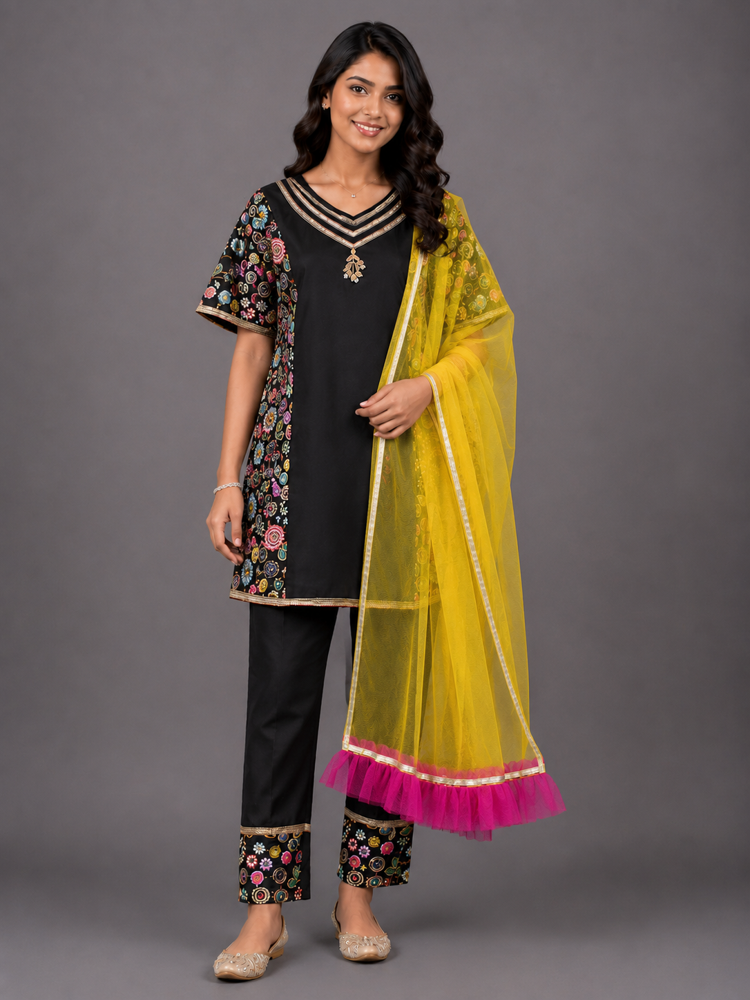 Black Embroidery Kurta Set