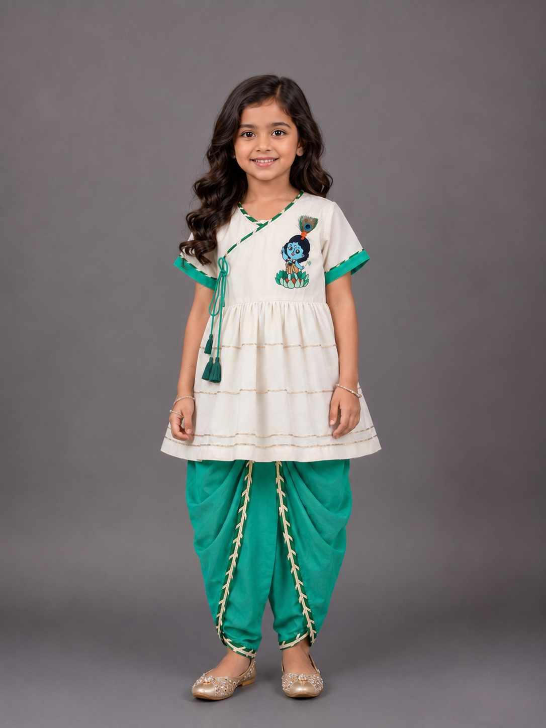 Krishna Embroidered Kurta Dhoti