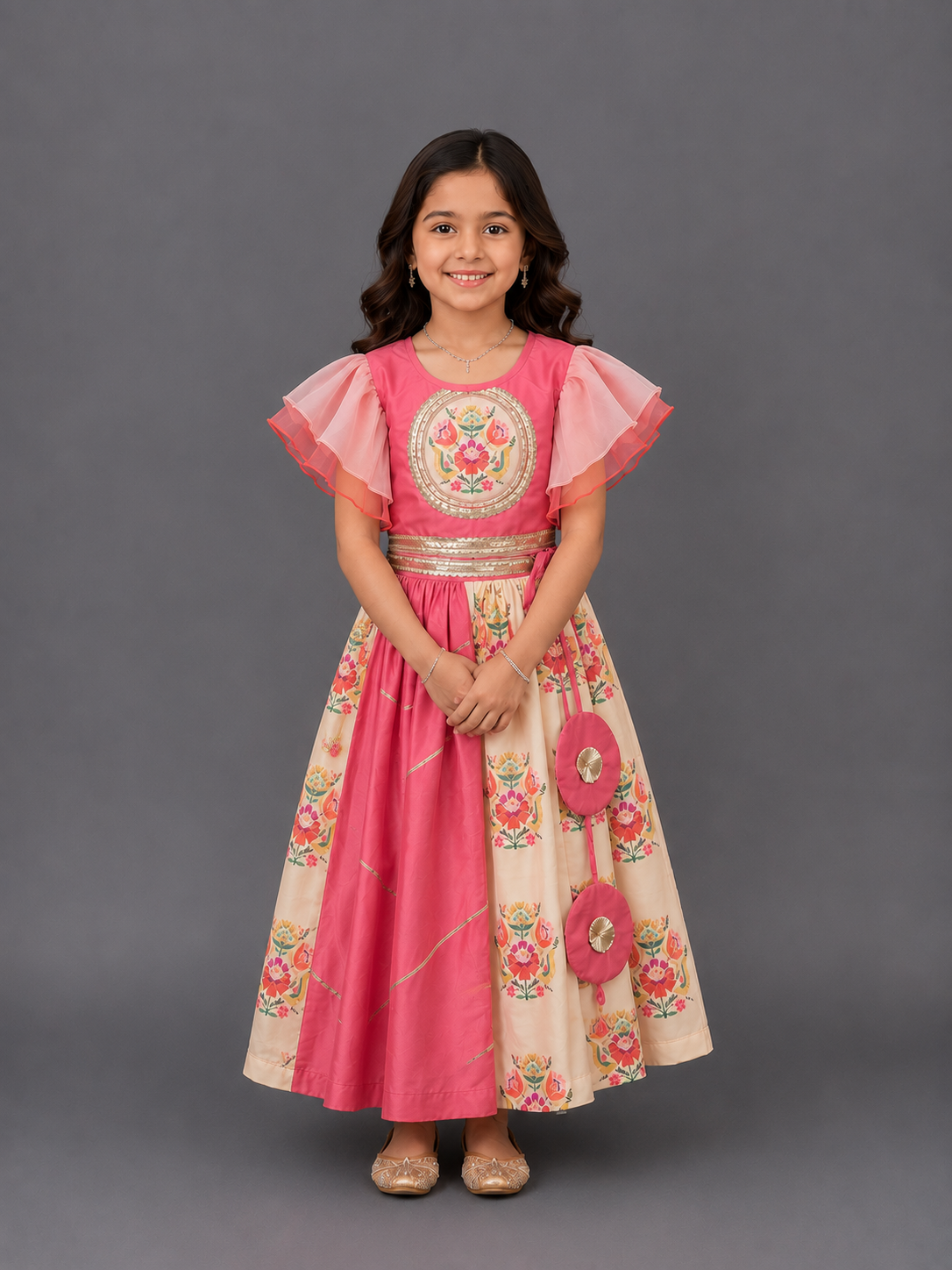 Coral Big Boota Blouse Lehnga  Set
