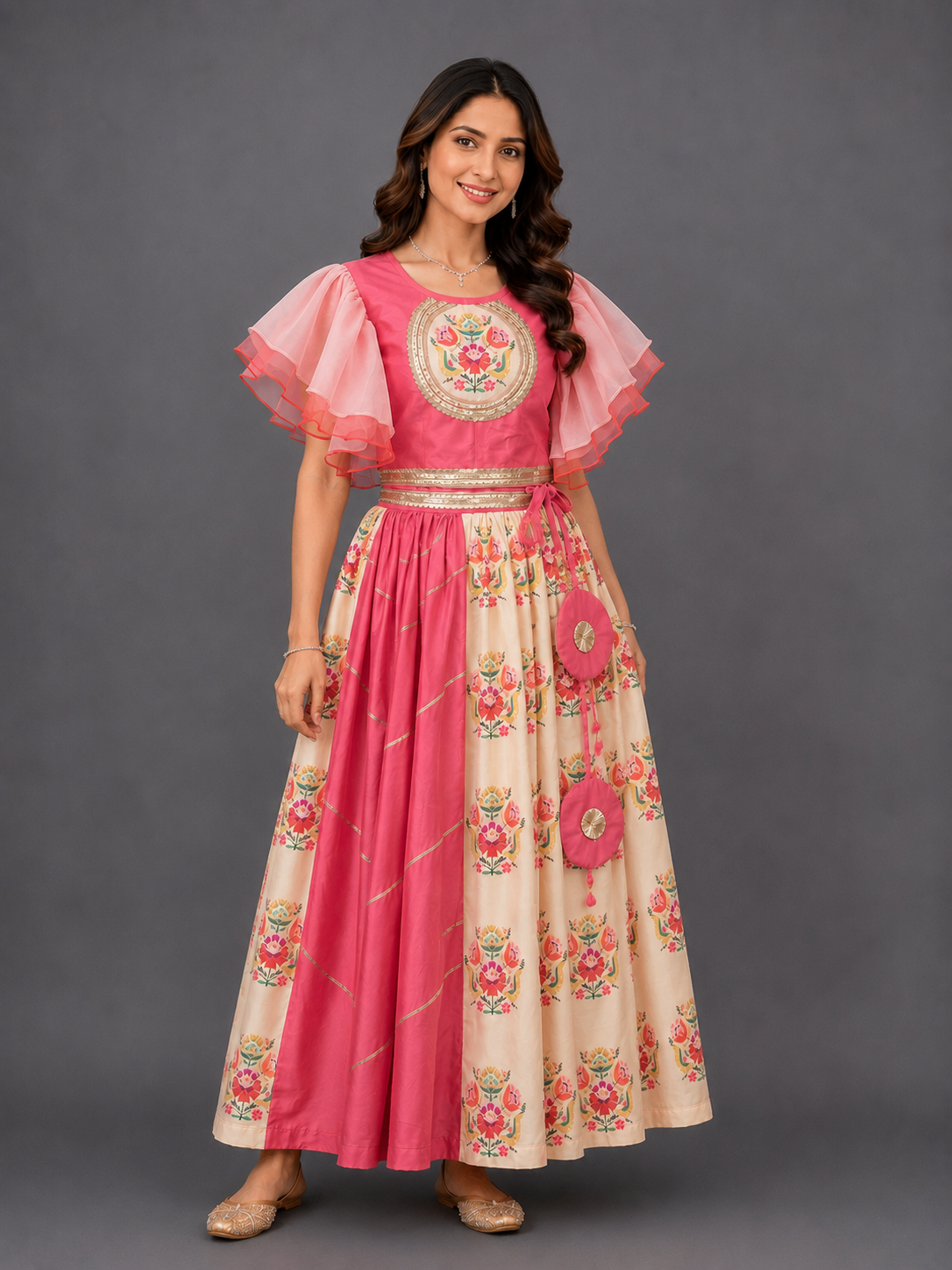 Coral Big Boota Blouse Lehnga  Set