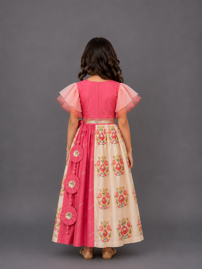 Coral Big Boota Blouse Lehnga  Set
