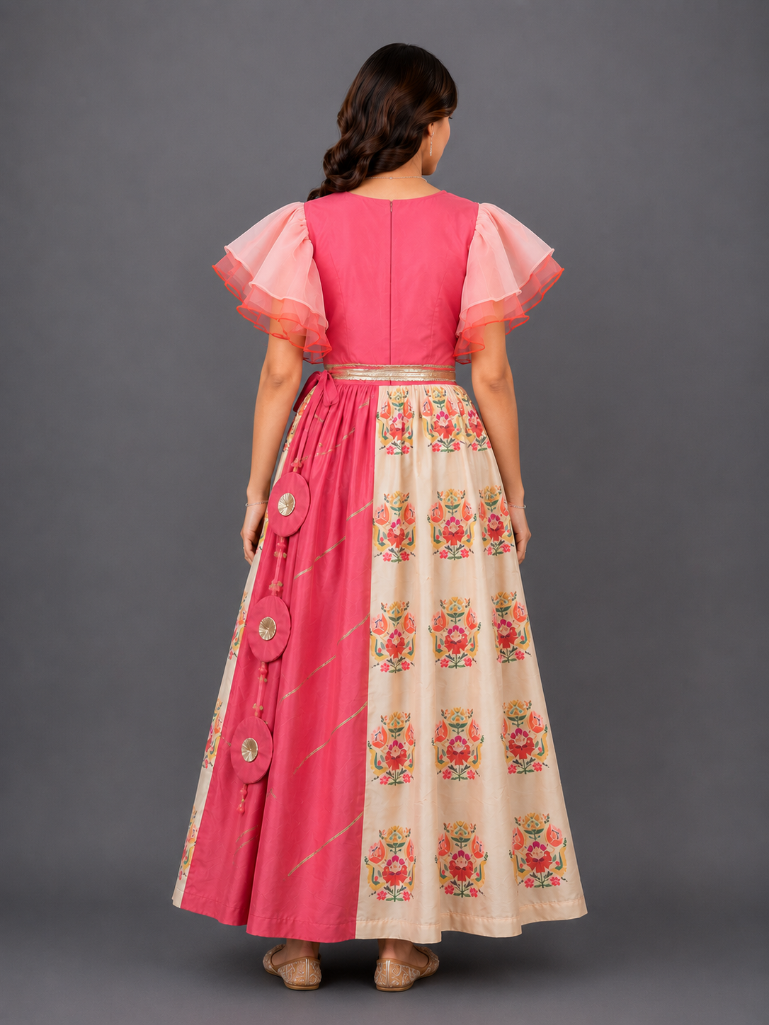 Coral Big Boota Blouse Lehnga  Set