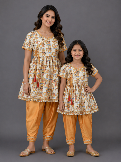 Durga ji Print Kurta Pyjama  Set