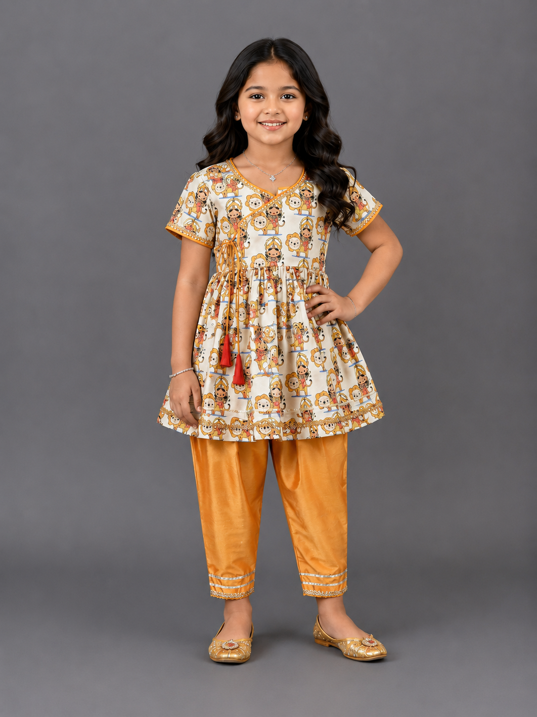 Durga ji Print Kurta Pyjama  Set
