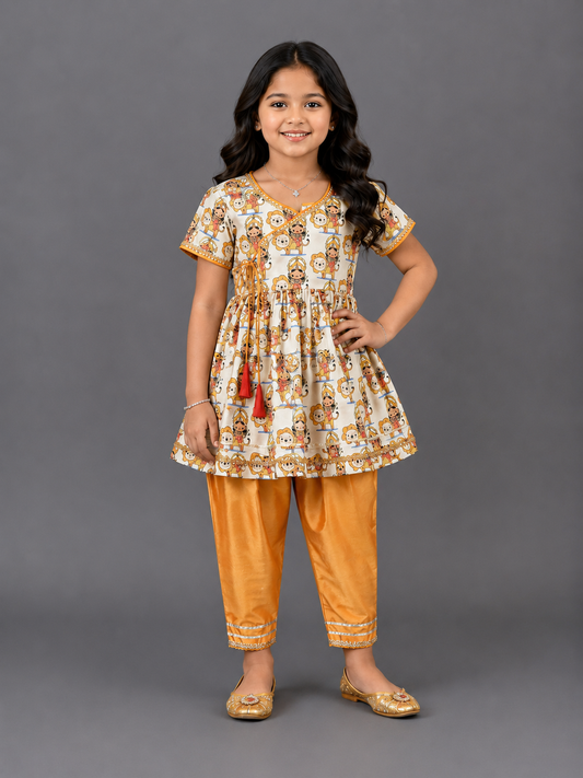 Durga ji Print Kurta Pyjama  Set