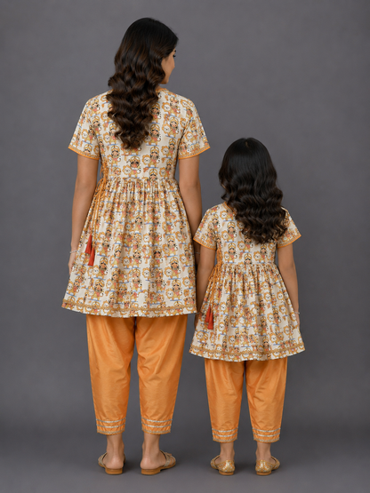 Durga ji Print Kurta Pyjama  Set