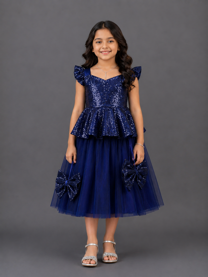Blue Sequins Peplum Blouse Lehnga  set