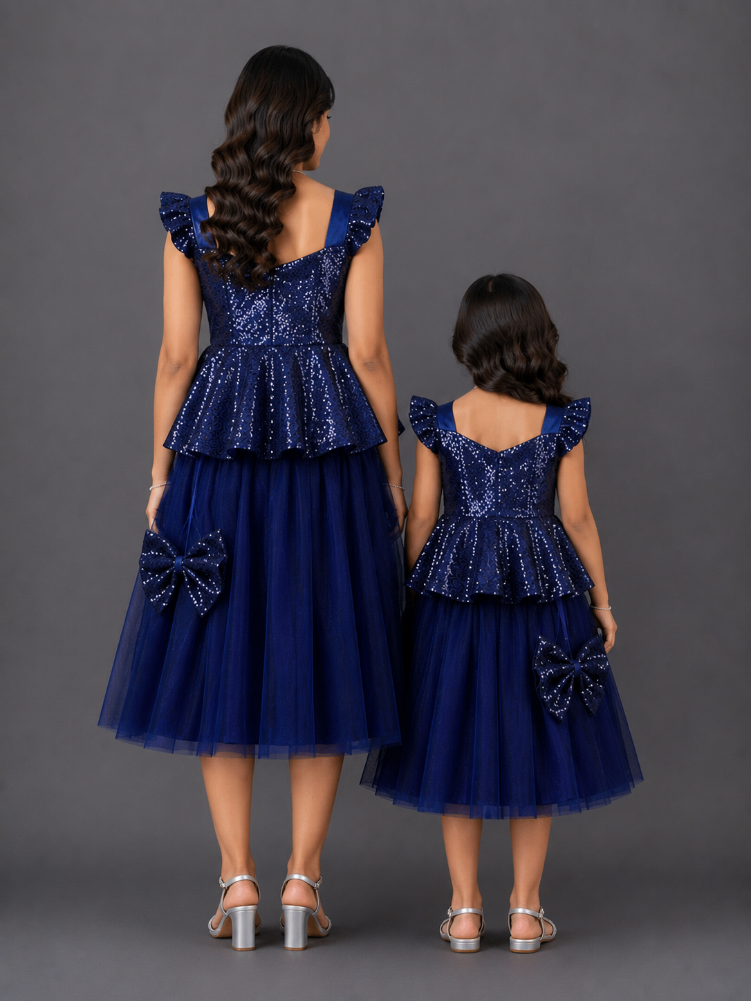Blue Sequins Peplum Blouse Lehnga  set