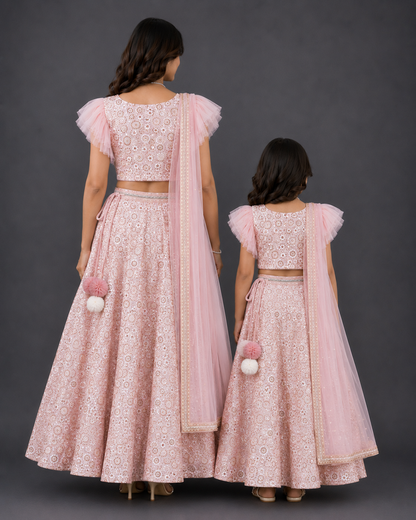 Baby Pink Heavy  Embroidery  Lehnga set with Dupatta