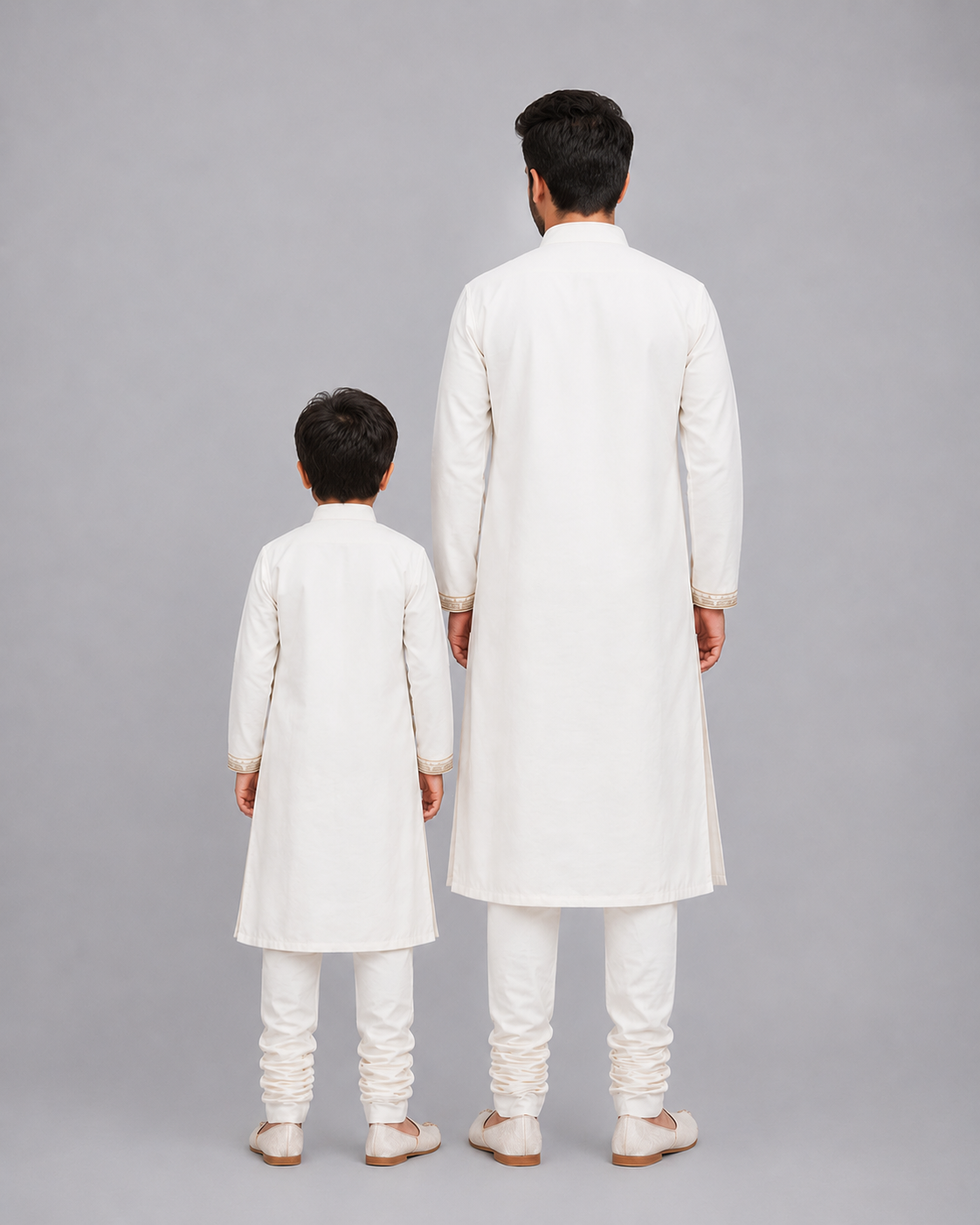 Off White Bandhgala Embroidery Set with Churidars