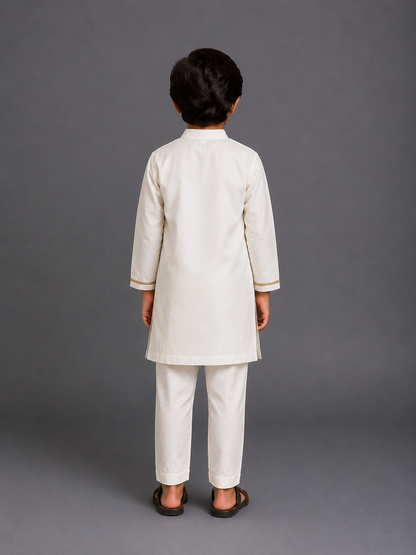 Two shades of Green Chanderi kurta set