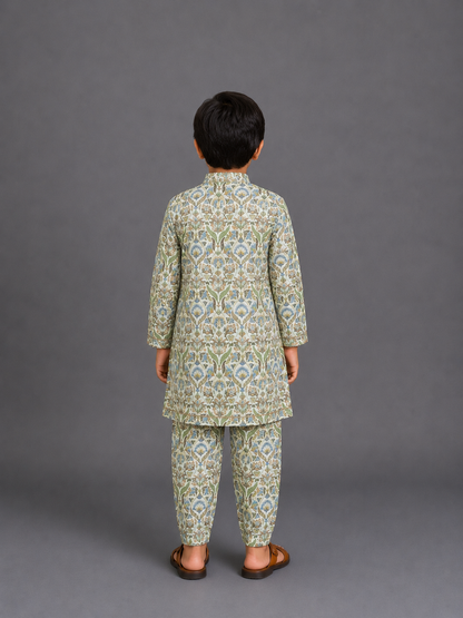 Floral Embroidered Multicolour Kurta With Matching Pyjama
