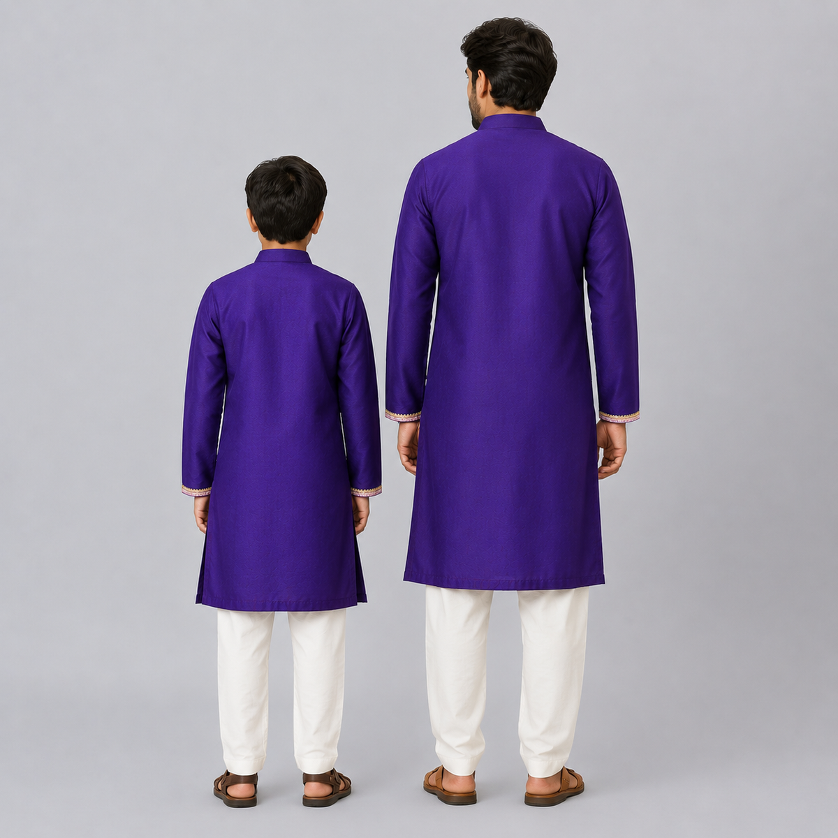 Purple Kurta with yoke embroidery kurta pyjama set