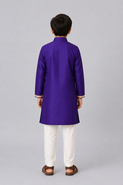 Purple Kurta with yoke embroidery kurta pyjama set