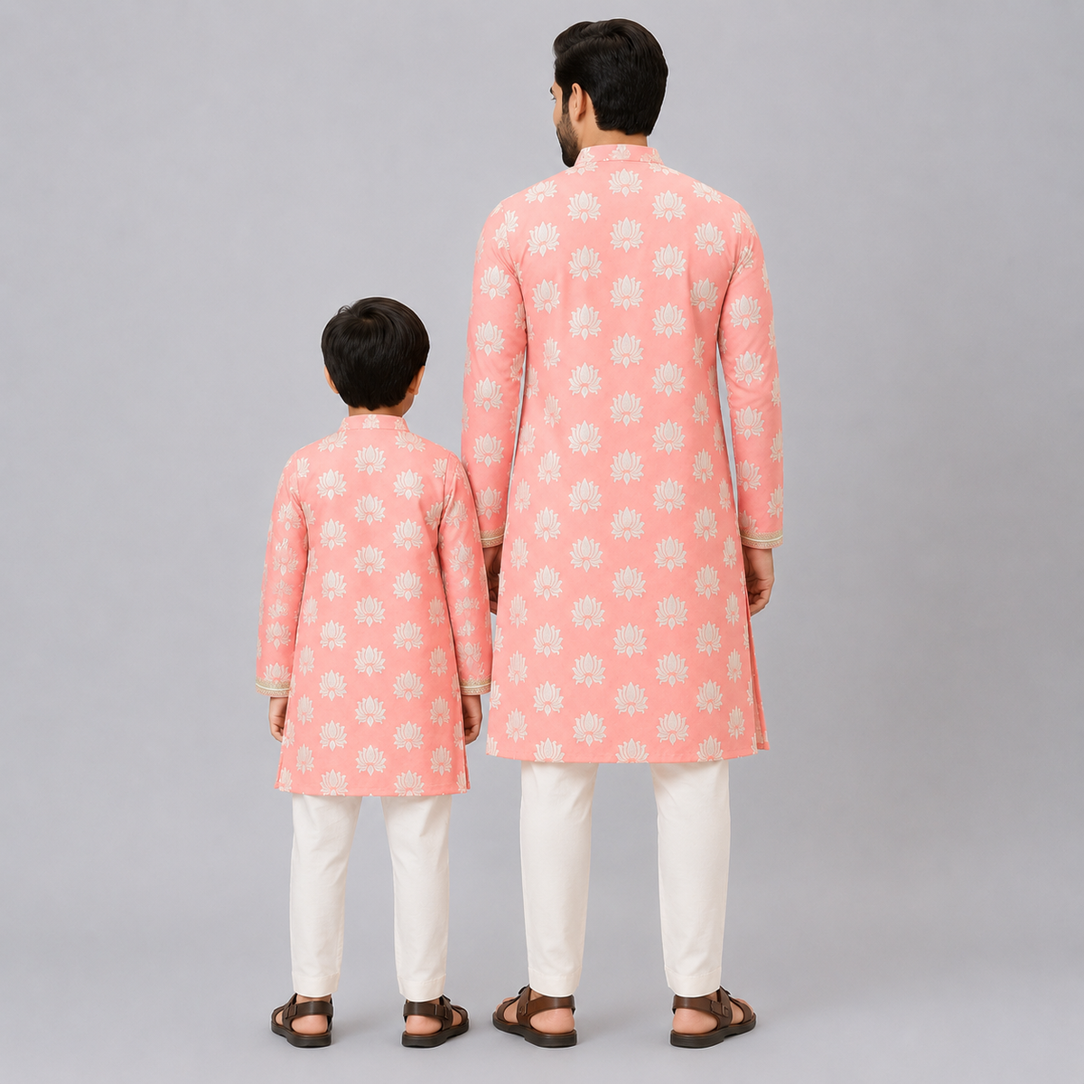 Peach  Kurta with Attached heavy Embrodiery Jacket Pyjama set