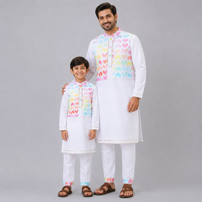 Heart Print Kurta Payjama set