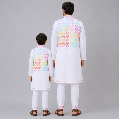 Heart Print Kurta Payjama set