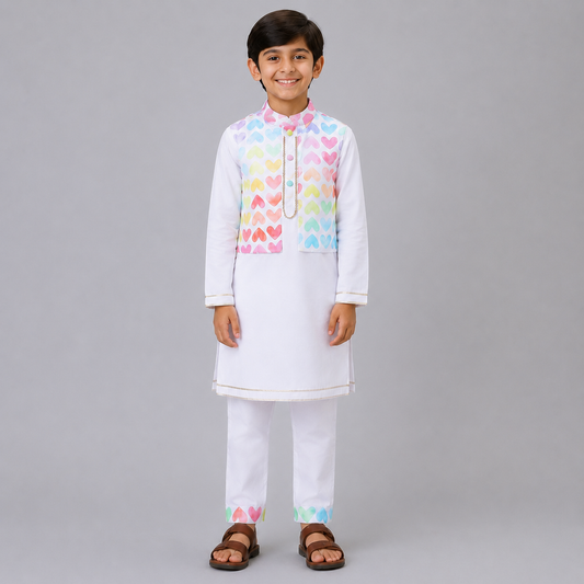 Heart Print Kurta Payjama set