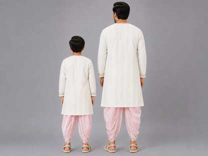 Cow printed Pink and off white Kurta payjama  set